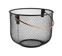 Cesta de pan y fruta APS, cesta de metal, cesta negra con asa en aspecto de cobre, Ø 21 cm, altura 16,5 cm