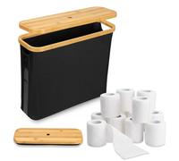 Cesta de Papel Higiénico, 43.5 * 14.5 * 35cm Organizador Papel Higienico Soporte de Almacenamiento de Papel Higiénico Estante de Papel higiénico con Tapa para 12 Rollos de Papel Higiénico (Negro)