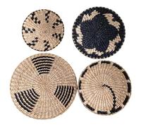 Cesta de pared de mimbre 4 piezas de 8 pulgadas/10 pulgadas/12 de cesta redonda de la pared decoración de mimbre tejedor colgante para la fiesta del club de oficina en casa