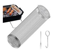 Cesta de parrilla con asa a la parrilla - bandeja de de malla metálica duradera Estante de cocina de diseño fácil carne, mariscos esponja de maíz | Equipo de parrilla al aire libre