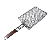 Cesta de parrilla con mango plegable, cesta de parrilla resistente, cesta para parrilla de barbacoa, cesta de parrilla con mango plegable, chuletas de verduras para verduras, camarones, pollo asado y