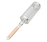 Cesta de Parrilla de Acero Inoxidable, Cesta Giratoria para Barbacoa, Rodantes para Barbacoa 43,4×21,3×9 CM, Adecuado para Asar Verduras, Carne y Marisco al Aire Libre