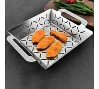 Cesta de parrilla de acero inoxidable compatible con Weber, bandeja de cocción de verduras para parrillas Weber Kettle (medio)