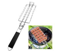 Cesta de parrilla para salchichas para barbacoa, perritos calientes, estante de metal para salchichas con mango antideslizante, cestas de barbacoa para perros calientes y verduras, herramientas de