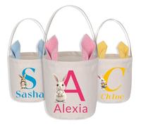 Cesta de Pascua con nombre personalizado: cestas de Pascua personalizadas para niñas y niños, bolsa de fiesta para niños, regalo de Pascua para familia, hijo, hija (estilo 1)