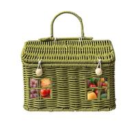 Cesta de Pascua: contenedor de almacenamiento en forma de casa verde, herrajes de textura tejida impermeables y, herramienta decorativa para dispositivos de componentes de ramo de vegetales d