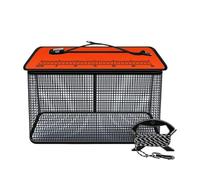 Cesta de pesca flotante, jaula de red plegable reflectante, 19,69 x 15,35 x 9,45 pulgadas, trampa de almacenamiento en vivo, malla con anillo flotante, ideal para stream, mar, pesca de roca, pesca al