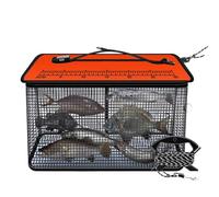 Cesta de pesca flotante, jaula de red plegable, trampa de almacenamiento reflectante, diseño resistente y resistente, 19.69 x 15.35 x 9.45 pulgadas, soporte de captura viva, ideal para pesca en arroyo