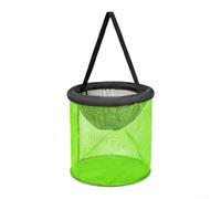 Cesta de pesca flotante plegable con anillo de espuma flotante, soporte de cebo vivo de malla de nailon grueso con cuerda de 136 cm para pesca en agua dulce y salada, naranja (35 cm de diámetro)