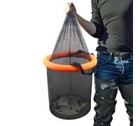Cesta de pesca, plegable y portátil, con cordón para la pesca en vivo, soporte de pesca y red de cebo, para cangrejos, camping, agua de mar, ríos, barcos, estanques y actividades al aire libre