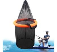 Cesta de pesca - Red de pesca portátil y flotante con malla fina y cordón para la pesca en vivo, soporte de pesca y red de cebo, para cangrejos, camping, agua de mar, ríos, barcos, estanques y
