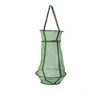 Cesta de pescado recubierta de nailon con borde de acero suave, trampa plegable para pesca de agua dulce y salada, red plegable verde con asa para uso en barco y orilla, tamaño grande (A-33 cm)