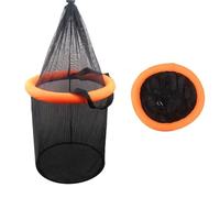 Cesta de pescado, transportador de malla plegable con cordón seguro, para cangrejos de río y bagre, drenaje rápido de agua, almacenamiento compacto para camping, , canoa o viajes en barco