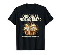 Cesta de Pescado y Pan, diseño de fe Jesús alimenta a los 5000 Camiseta