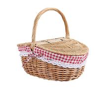 Cesta de Picnic de Mimbre Estilo Campestre Tapa, y Forros para Picnics, Fiestas y Barbacoas
