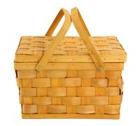 Cesta de Picnic Estilo FrancéS Cestas Pan Senderismo Caja Almacenamiento Pastel DecoracióN Mesa FotografíA Comida Mano -Color Madera