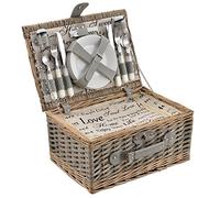 [casa.pro] cesta de pícnic para 4 personas con nevera, cubiertos, platos, vasos - gris