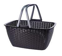 Cesta de plástico en antracita, aprox. 43 x 33 x 21,5 cm, práctica cesta de la compra con asas plegables