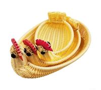 Cesta de ratán de plástico tejido para la organización del hogar, frutas, verduras, juguetes, toallas, lino y otros artículos pequeños para el hogar (juego de pollo)