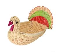 Cesta de ratán de plástico tejido para organización del hogar, frutas, verduras, juguetes, toallas, lino y otros artículos pequeños para el hogar (pavo grande)