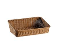 Cesta De Ratán Rectangular Inclinada Para Pan y Frutas - Tejida a Mano en Poliéster - Expositor De Mimbre Para Almacenamiento