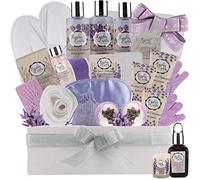 Cesta de regalo de lujo para mujer, XL, aceites esenciales de lavanda natural y manzanilla, juego de regalo de spa, sin sulfatos, calma e hidrata tu piel