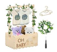Cesta De Regalo De Madera Con Armario, RatáN Rosa Y 5 Perchas | Caja De Almacenamiento Personalizada, Regalo Ideal Para NiñOs Y NiñAs