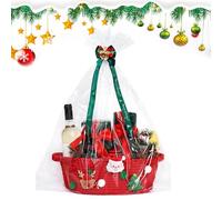 Cesta De Regalo De Navidad - Kit De Embalaje De Vacaciones De Cuerda De Algodón | Cesta Vacío De 12 Pulgadas Con Bolsa De Regalo Y Arco | Encantador Almacenamiento Estacional Para Fiestas, Leš