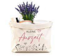 Cesta de regalo para el tiempo libre pequeño regalo de relajación para mujeres, bolsa de regalo de algodón y lino con llavero en flor de cerezo, regalos de bienestar para mujeres