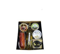 Cesta de Regalo para Empresas con Caña de Lomo Ibérico de Bellota, Queso Torta Serena, Vino Habla del Mar, Queso El Prado de Llera - Corazón Extremeño