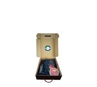 Cesta de Regalo para Empresas con Vino Habla del Silencio, Queso Torta Cremositos del Zújar, Paleta Ibérica de Bellota - Corazón Extremeño