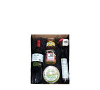 Cesta de Regalo para Empresas con Vino Palacio Quemado, Paté Ibérico Iberitos, Aceitunas Gourmet, Miel Mil Flores - Corazón Extremeño