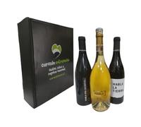 Cesta de Regalo para Empresas con Vinos Tintos - Habla de la Tierra y Del Silencio y Vino Blanco Habla de Ti - Corazón Extremeño