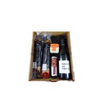 Cesta de Regalo para Empresas Gourmet con Chorizo Ibérico de Bellota, Salchichón Ibérico, Queso Rulo de Cabra, Vino Habla de la Tierra - Corazón Extremeño