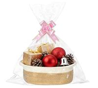 Cesta de regalo vacía, cesta trenzada para regalos con bolsas de regalo y cintas, cesta de regalo de cuerda de algodón con asas, para baby shower, cumpleaños, boda, Acción de Gracias, Navidad