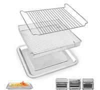 Cesta de repuesto para freidora de aire Cuisinart TOA-60 TOA-65 TOA-70, horno de convección, freidora de aire de malla de 11.5 x 10 pulgadas, cesta de alambre de acero inoxidable, accesorios de
