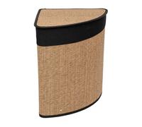 Cesta de ropa de esquina 48 l bambú y tejido negro