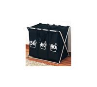 Cesta de ropa - Plegable 3 compartimentos - Negro - 141 L - Con tapa