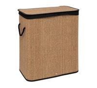 Cesta de ropa rectangular 100 l bambú y tejido negro