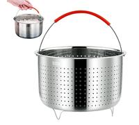 Cesta de Vapor Acero Inoxidable 304, OD 21,6cm, Cesto Accesorio para Cocción, Forro de Acero Inoxidable para Vaporera con Mango de Silicona, para Cocinas y Comedores, 6L