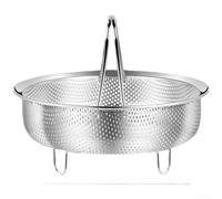 Cesta de vapor de acero inoxidable 304 con agujeros densos adecuada para ollas arroceras, mango desmontable para mayor comodidad y diseño apilable de varios niveles (grande)