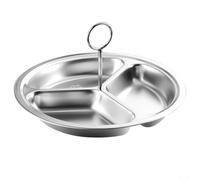 Cesta de vapor de acero inoxidable con 3 cavidades y asa para uso en ollas a presión y servir comidas (23 cm)