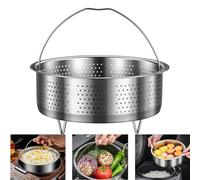 Cesta de Vapor de Acero Inoxidable Con Asa para Vaporera - para Guisar Verduras, Frutas, Huevos (Redondo 13,8 cm)