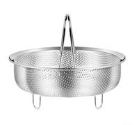 Cesta de vapor de verduras de acero inoxidable 304 con asa, inserto de vapor de alimentos expandible para ollas, ollas arroceras y ollas a presión, tamaños de 12 cm a 24 cm (18 cm)