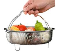 Cesta de vapor para hornear, cesta de vapor de metal - Inserto de cacerola, cesta de lavado de arroz de acero - Organización práctica - Colador de cesto de vapor, bandeja para verduras para cacerola