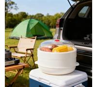 Cesta de vapor para microondas con tapa para verduras y alimentos, opciones de doble capa y una sola capa para una cocción saludable, para la mayoría de hornos microondas