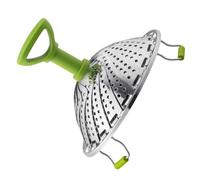 Cesta de Vapor Portátil de Acero Inoxidable Plegable para Cocinar | Rejilla para Verduras, Base Elevada y Asas, Uso en Rv y Cocina, Plata