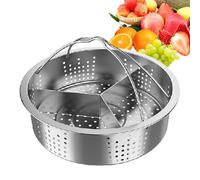 Cesta De Vapor - Rejilla De Vapor De 21 X 21 X 6.5 Cm, Separador De Alimentos De Secciones, Inserto De Cocina Resistente Con Base Elevada Y Estructura Resistente Al Calor | Herramienta C