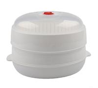 Cesta de vapor resistente para microondas con tapa para la preparación diaria de verduras, filetes de pescado y cuencos de grano (niveles dobles)