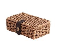 Cesta decorativa con tapa, rectangular, jacinto de agua, a prueba de polvo, cestas organizadoras naturales, para cocina, dormitorio, baño, estudio, mesa de café, pañuelos, ropa, controles remotos y